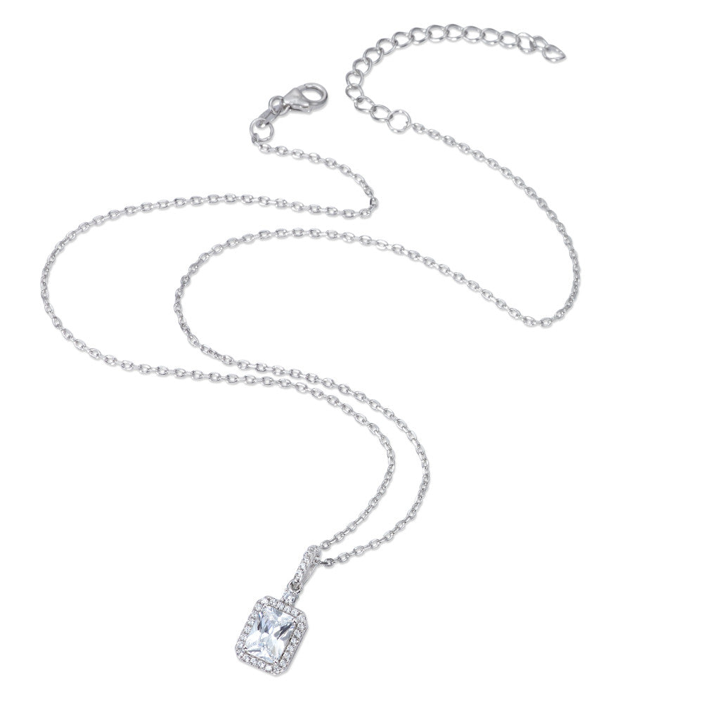 Chaînette avec pendentif Argent Zircone Rhodié 40-45 cm