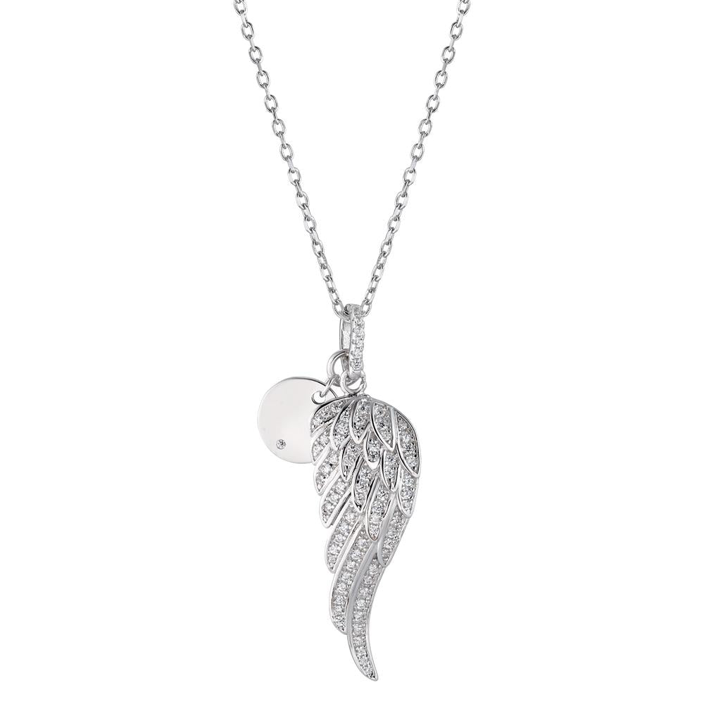 Chaînette avec pendentif Argent Zircone Rhodié Aile 40-45 cm Ø10 mm