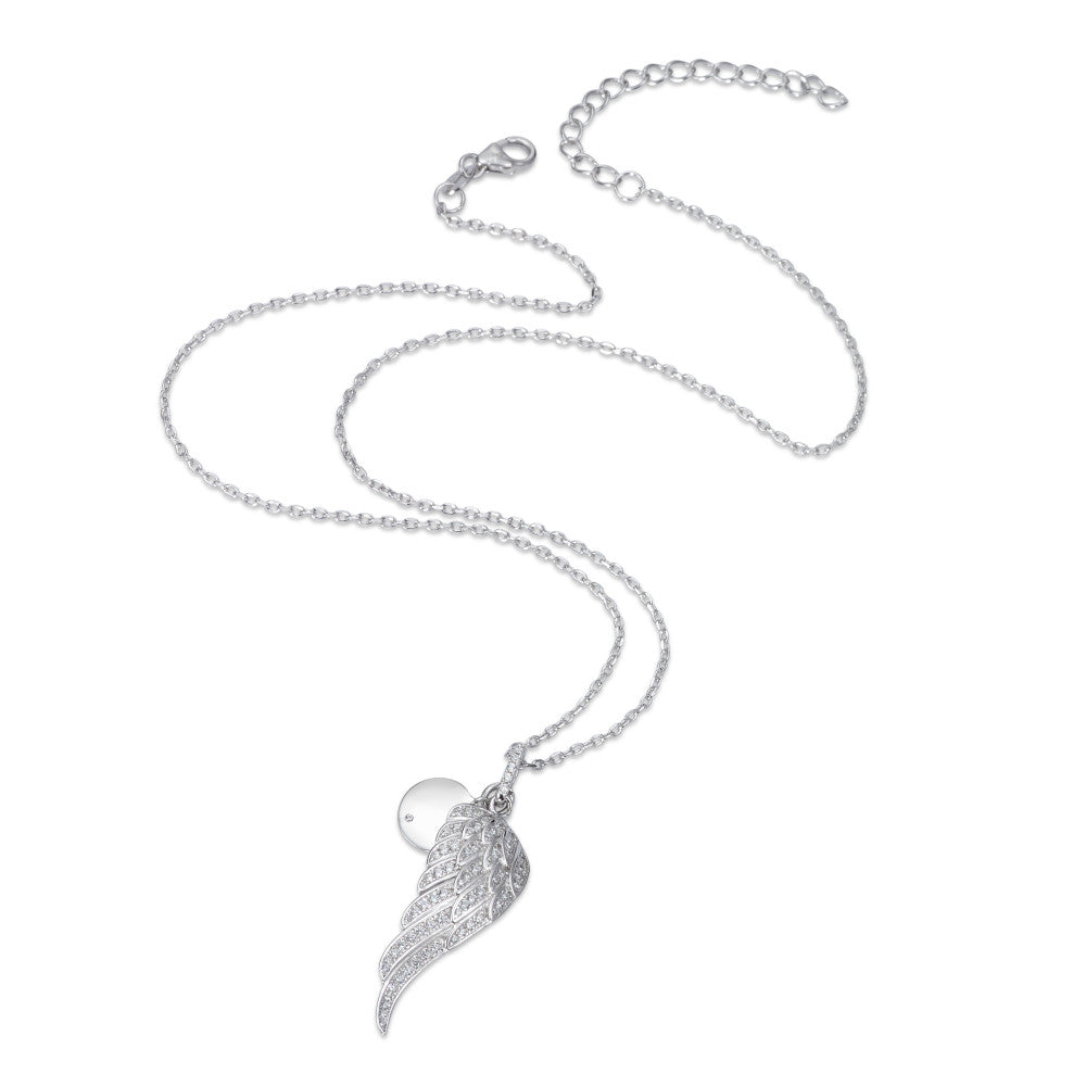 Chaînette avec pendentif Argent Zircone Rhodié Aile 40-45 cm Ø10 mm