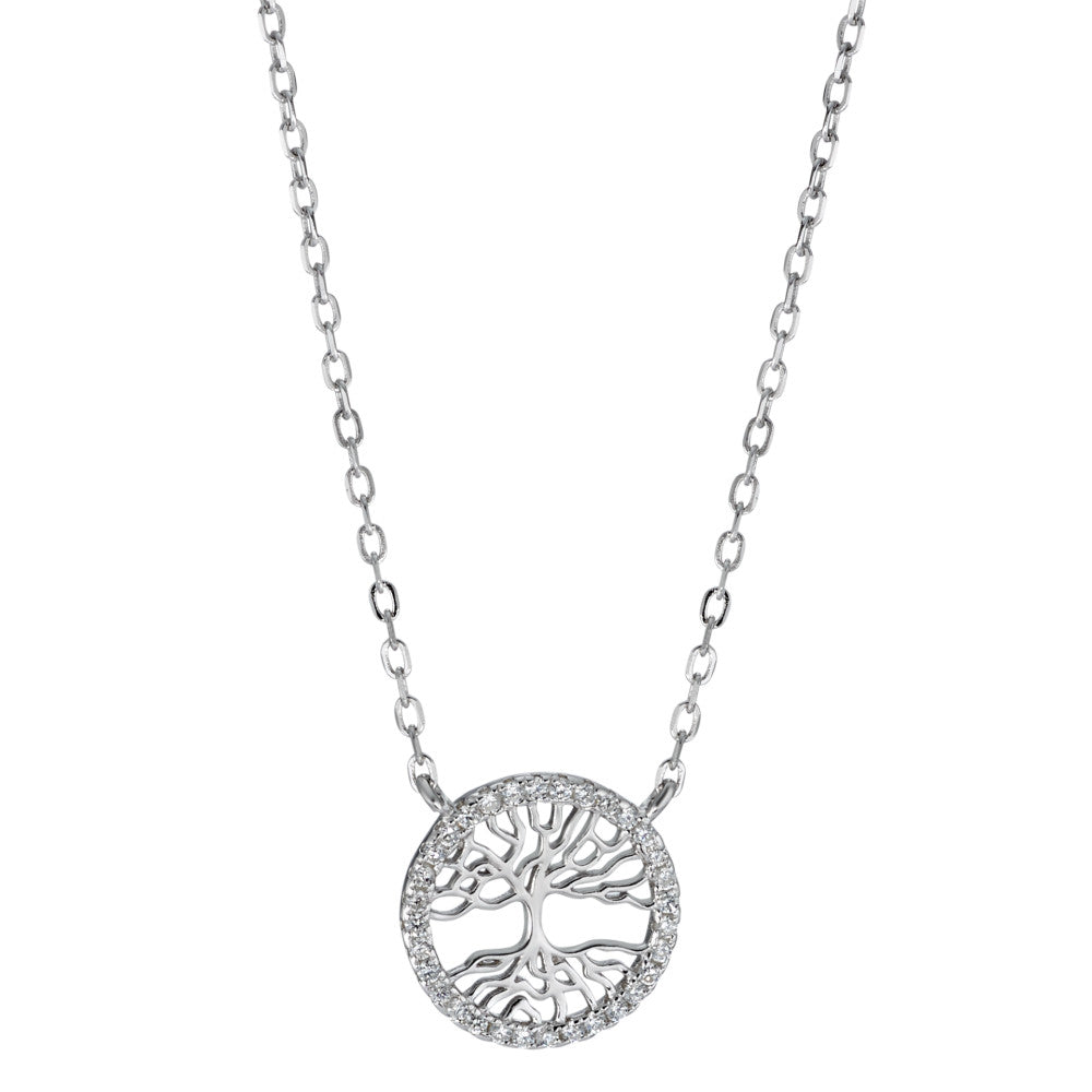 Collier Argent Zircone Rhodié Arbre de la vie 40-45 cm Ø13 mm