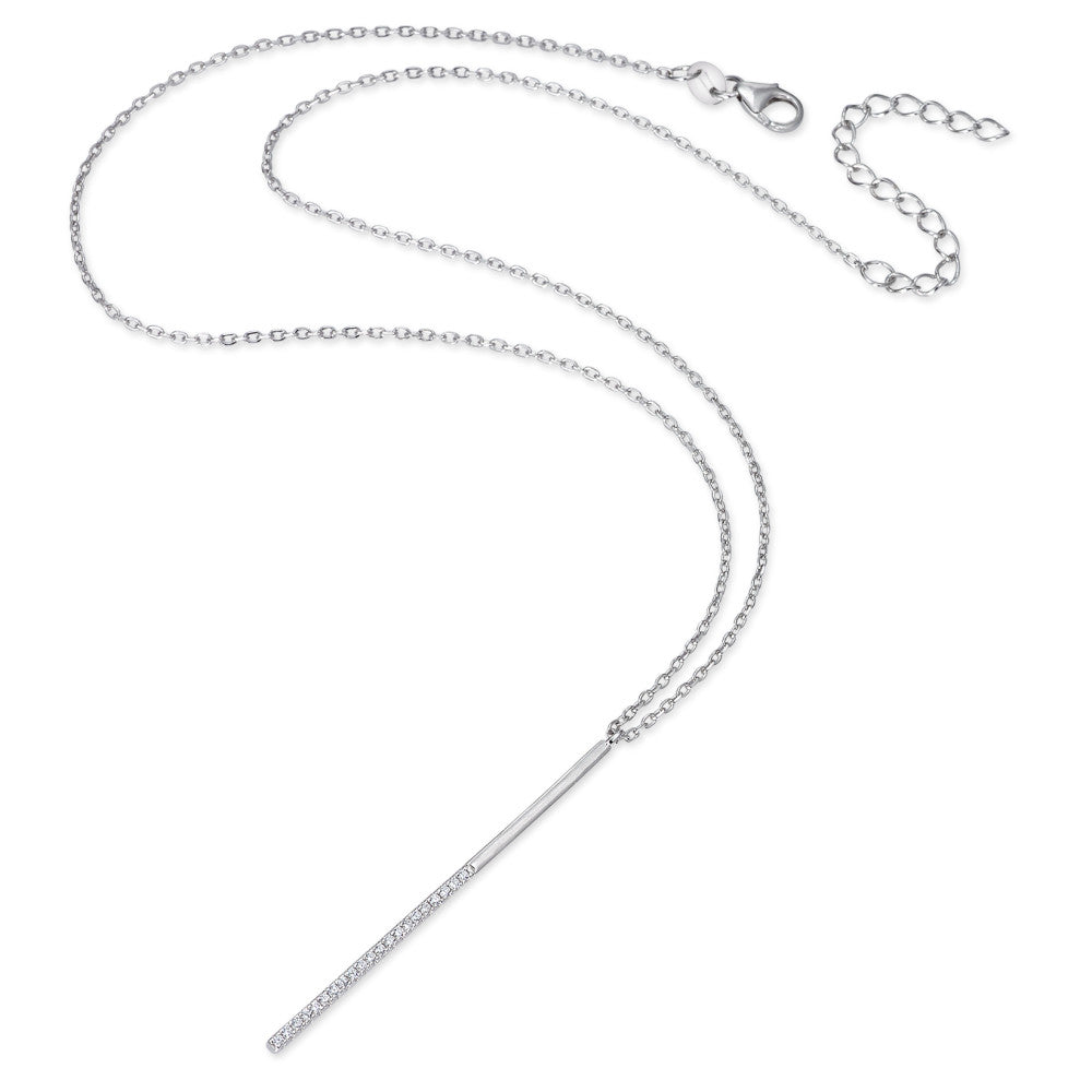 Collier Argent Zircone 21 Pierres Rhodié 40-45 cm