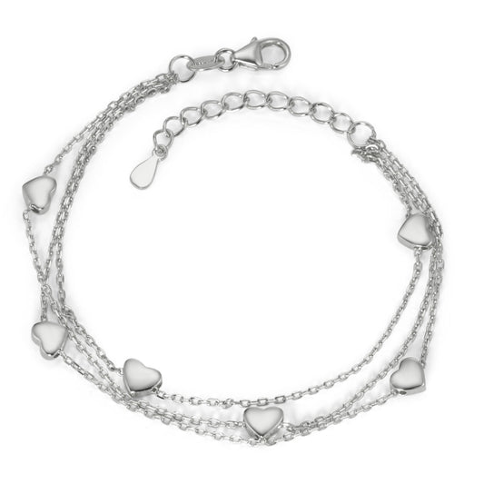 Bracelet Argent Rhodié Coeur 16-19 cm