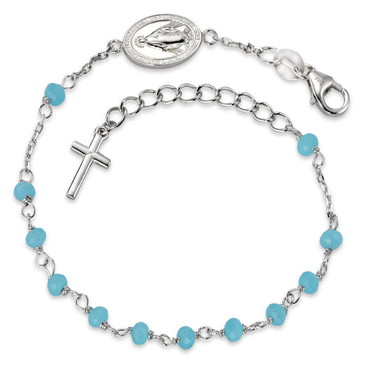 Bracelet Argent Cristal aqua Rhodié 16-19 cm