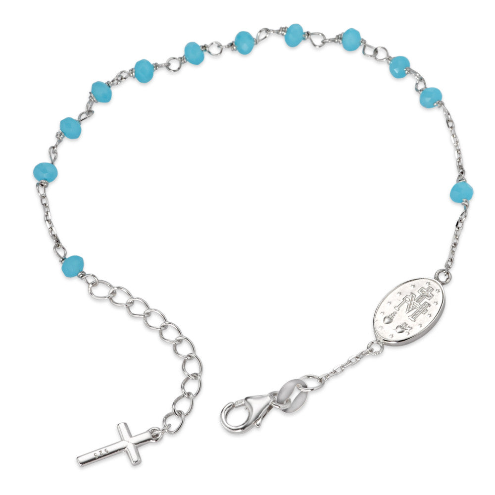 Armband Silber Kristall aqua rhodiniert verstellbar