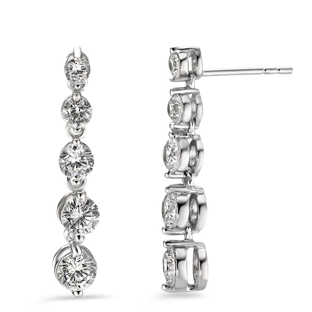 Pendant d'oreilles Argent Zircone 10 Pierres Rhodié