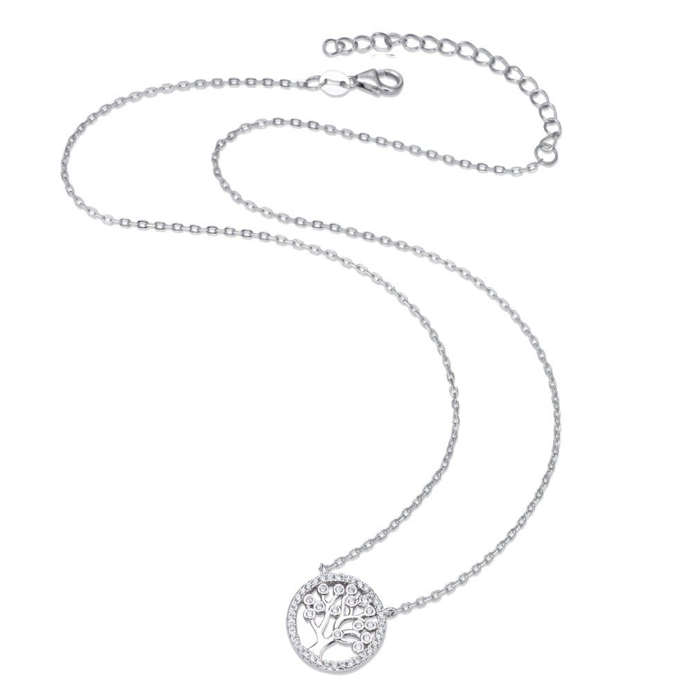 Collana Argento Zirconia rodiato Albero della vita 40-45 cm Ø14 mm