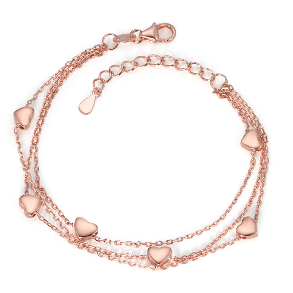 Bracciale Argento rosa dorato Cuore 15.5-18.5 cm