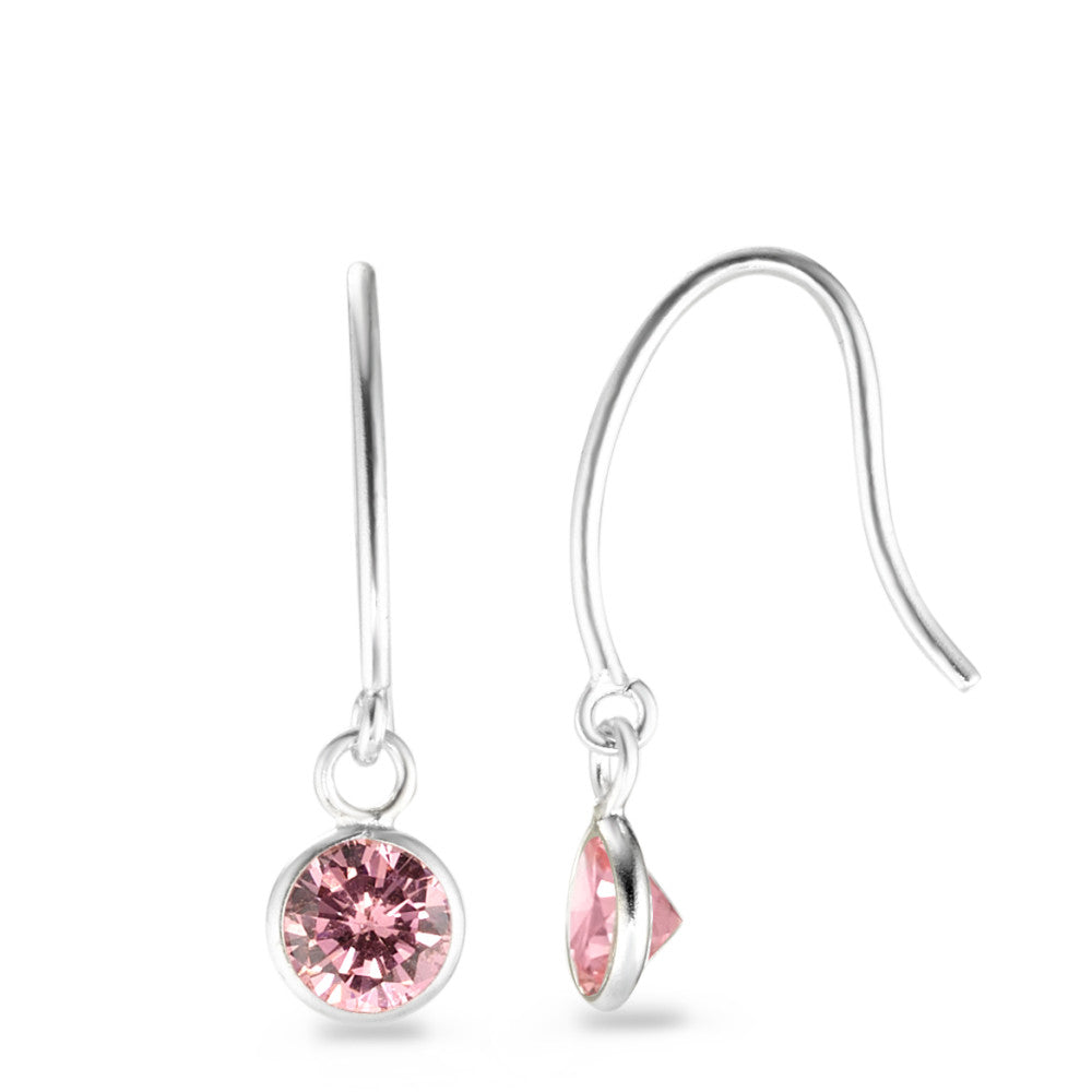 Pendant d'oreilles Argent Zircone rose, 2 Pierres