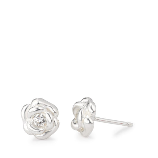 Clous d'oreilles Argent Zircone 2 Pierres Rose Ø9 mm