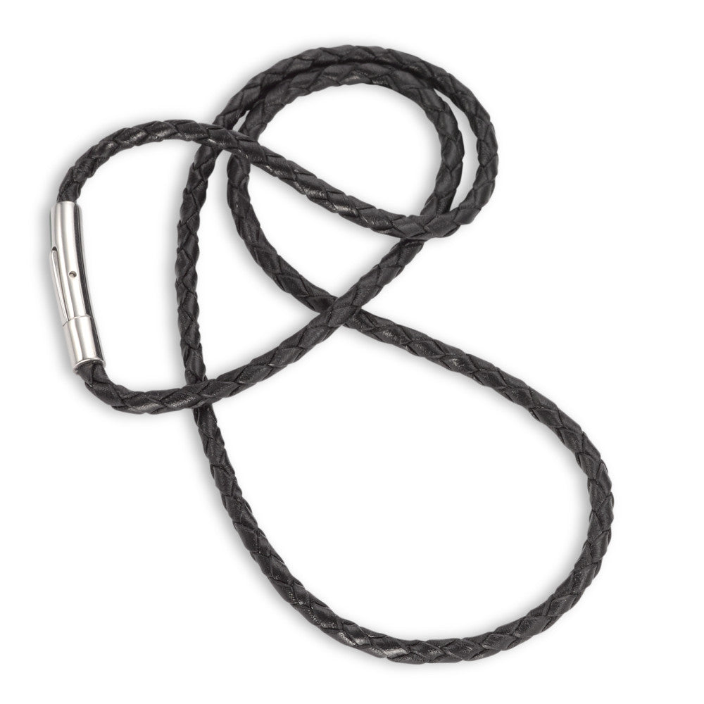 Collier Cuir, Acier inoxydable 45 cm Ø3 mm