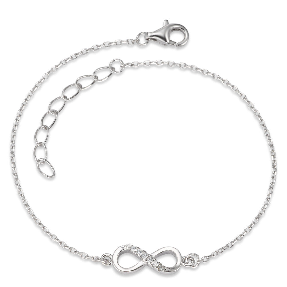 Bracciale Argento Zirconia 6 pietra rodiato Infinito 16-20 cm