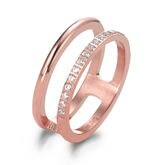 Bague de phalange Acier inoxydable Zircone 19 Pierres rosé PVD