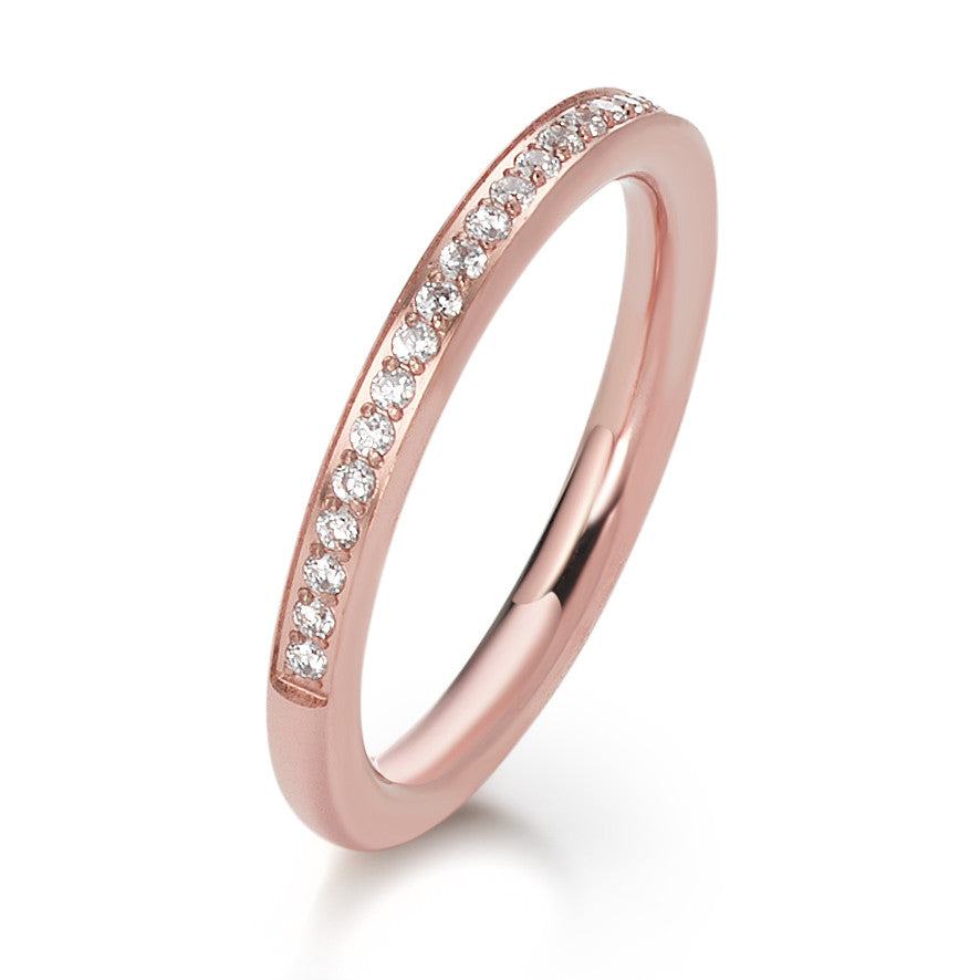 Memory Ring Edelstahl Zirkonia 26 Steine rosé IP beschichtet