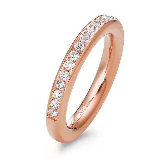 Memory Ring Edelstahl Zirkonia 23 Steine rosé IP beschichtet