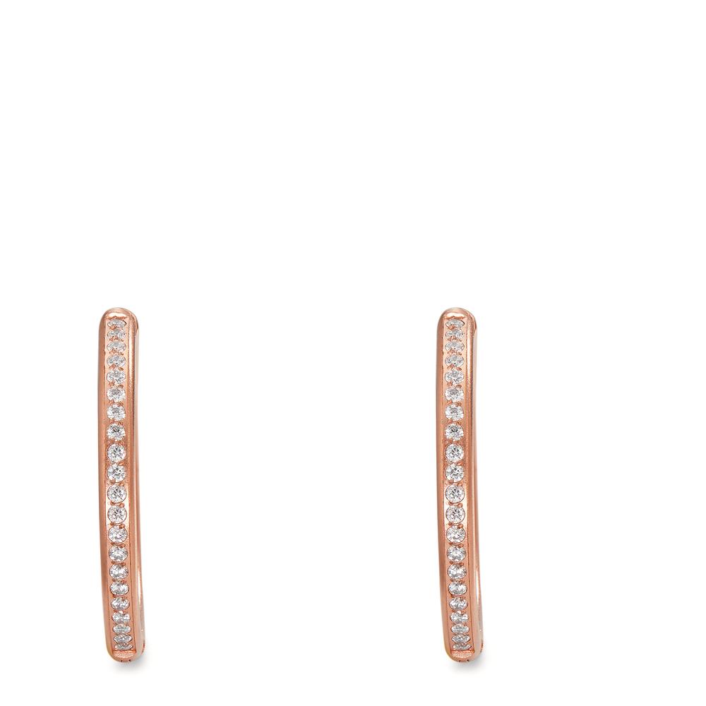 Orecchini circolari Acciaio inossidabile Zirconia 44 pietra rosa rivestimento IP