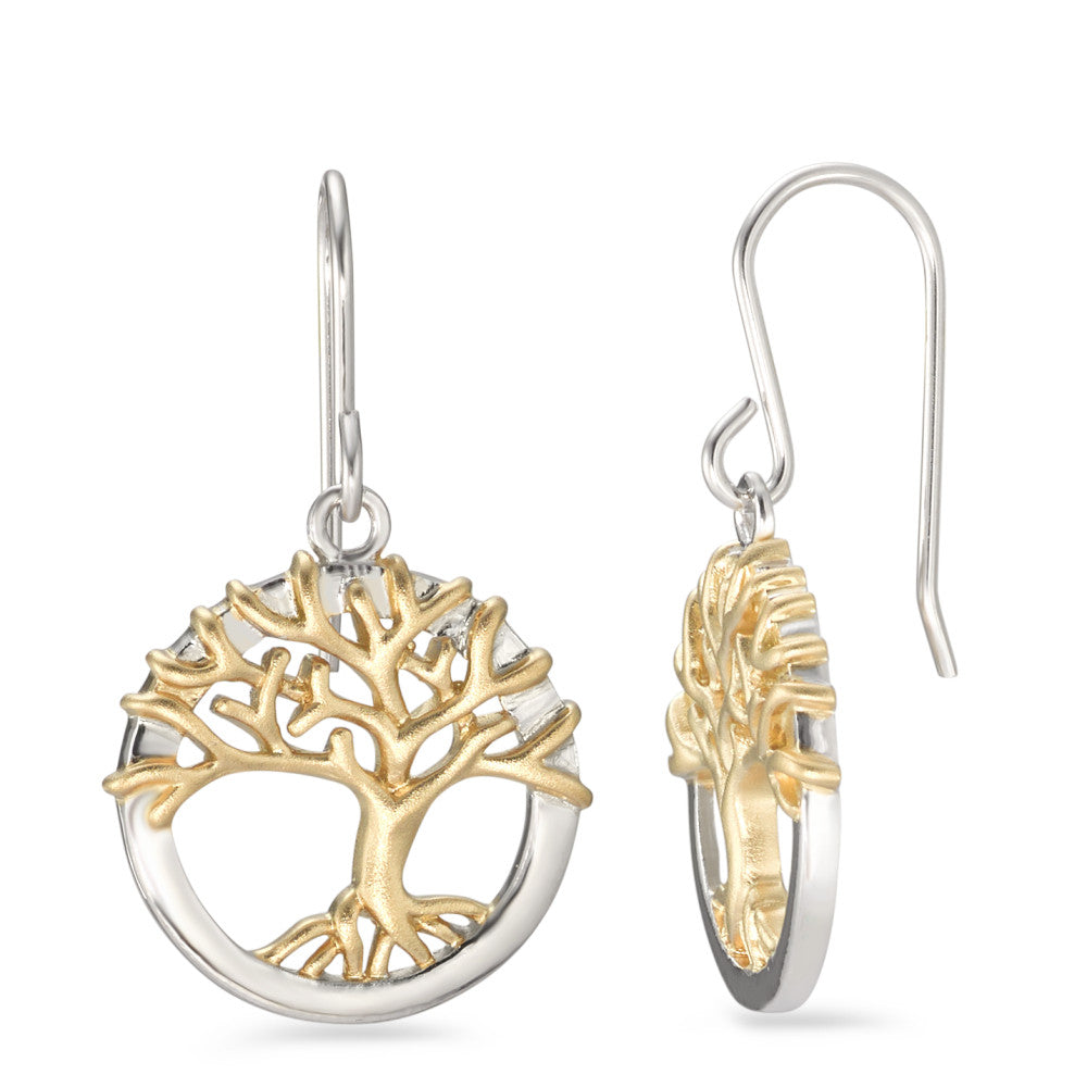 Pendant d'oreilles Argent Plaqué or Arbre de la vie Ø18 mm