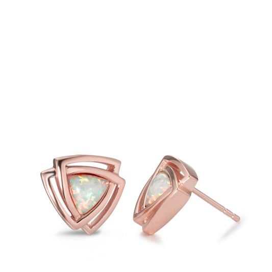 Clous d'oreilles Argent [synth. Opal] rosé Plaqué or Ø12 mm