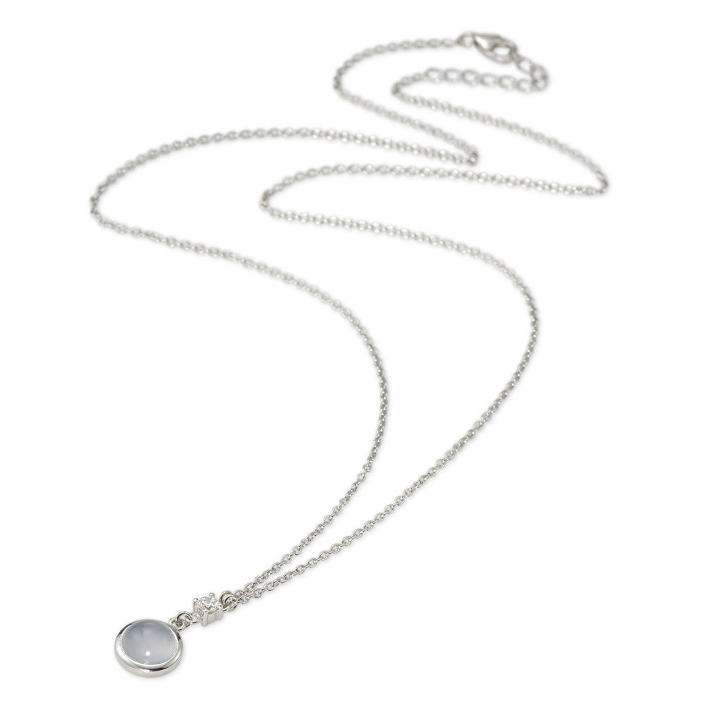 Collier Argent Calcédoine Rhodié 51-54 cm Ø10 mm