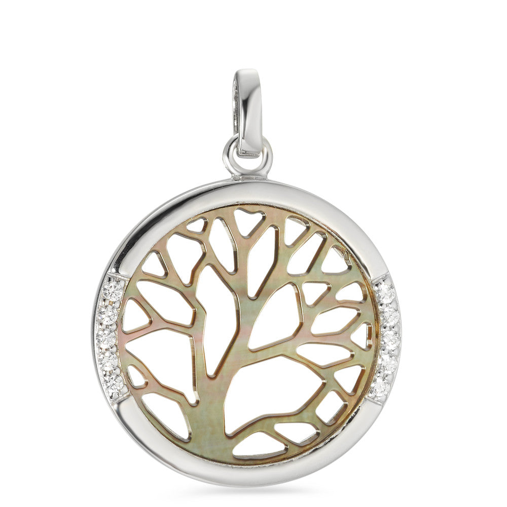 Pendentif Argent Zircone Rhodié Arbre de la vie Ø23 mm