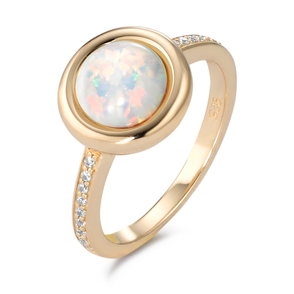 Bague Argent [synth. Opal] Plaqué or Ø11 mm