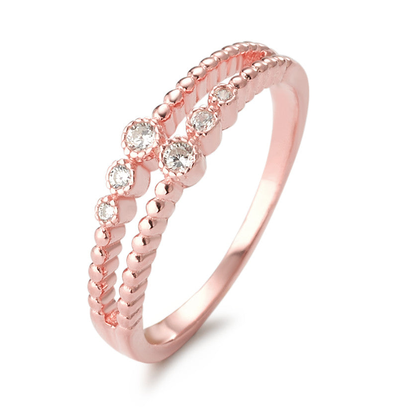 Bague Argent Zircone 6 Pierres rosé Plaqué or