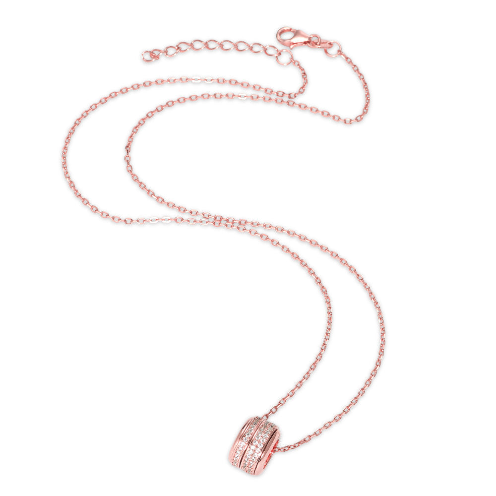 Catena con ciondolo Argento Zirconia rosa dorato 42-45 cm Ø11.5 mm