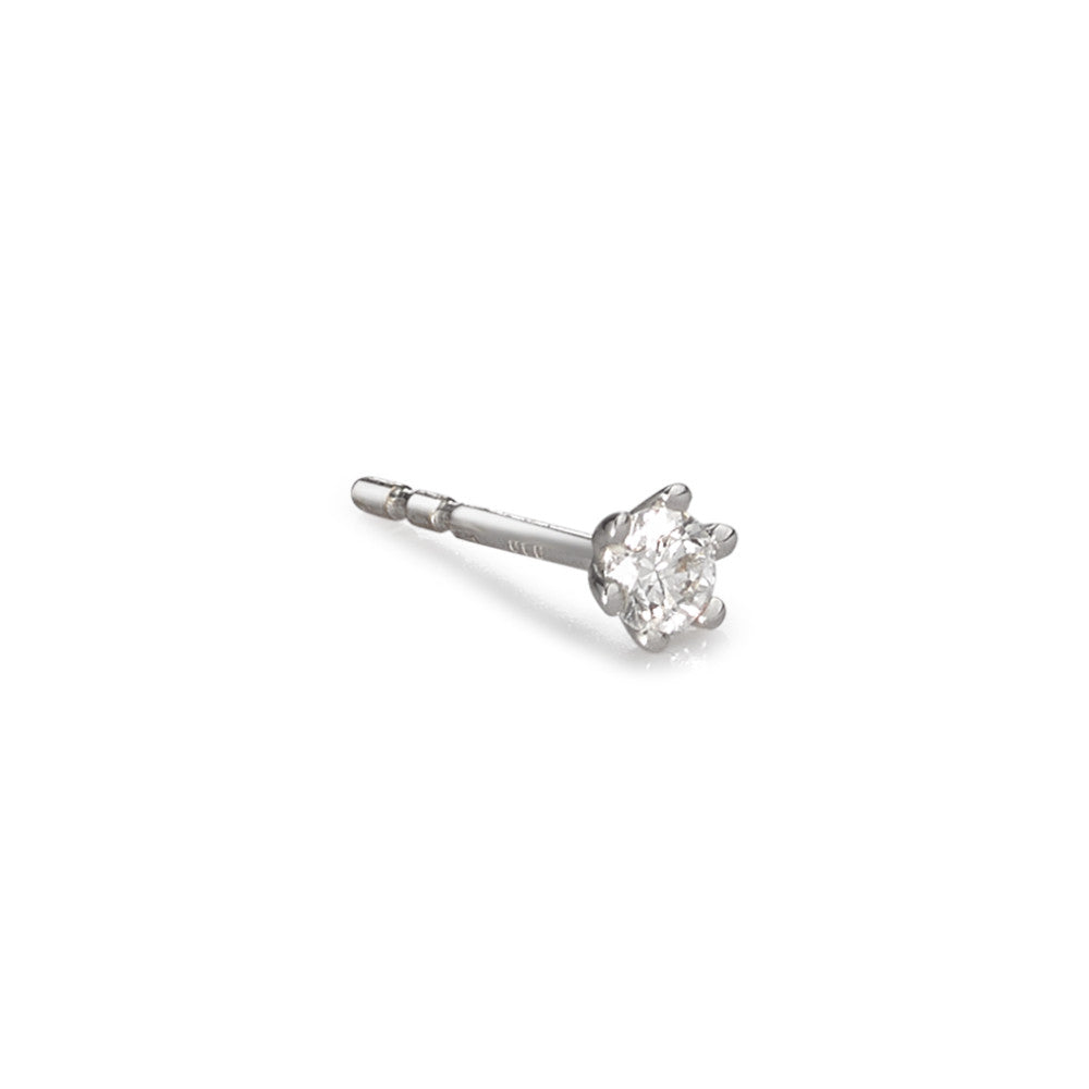 Clous d'oreille à l'unité Or blanc 18K Diamant 0.10 ct, w-si