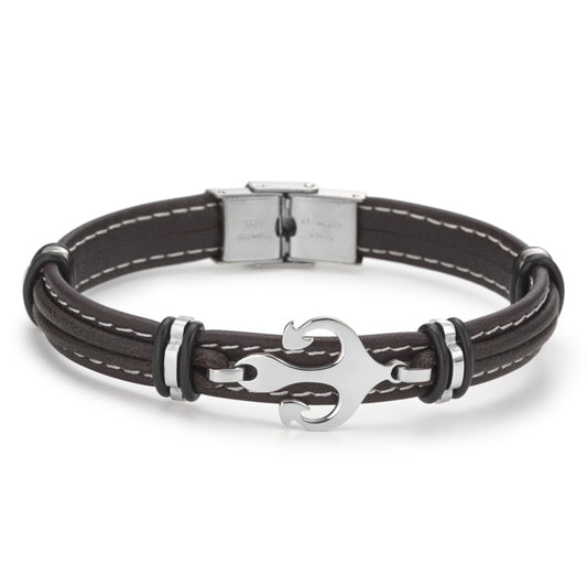 Bracelet Cuir, Acier inoxydable Ancre 20 cm