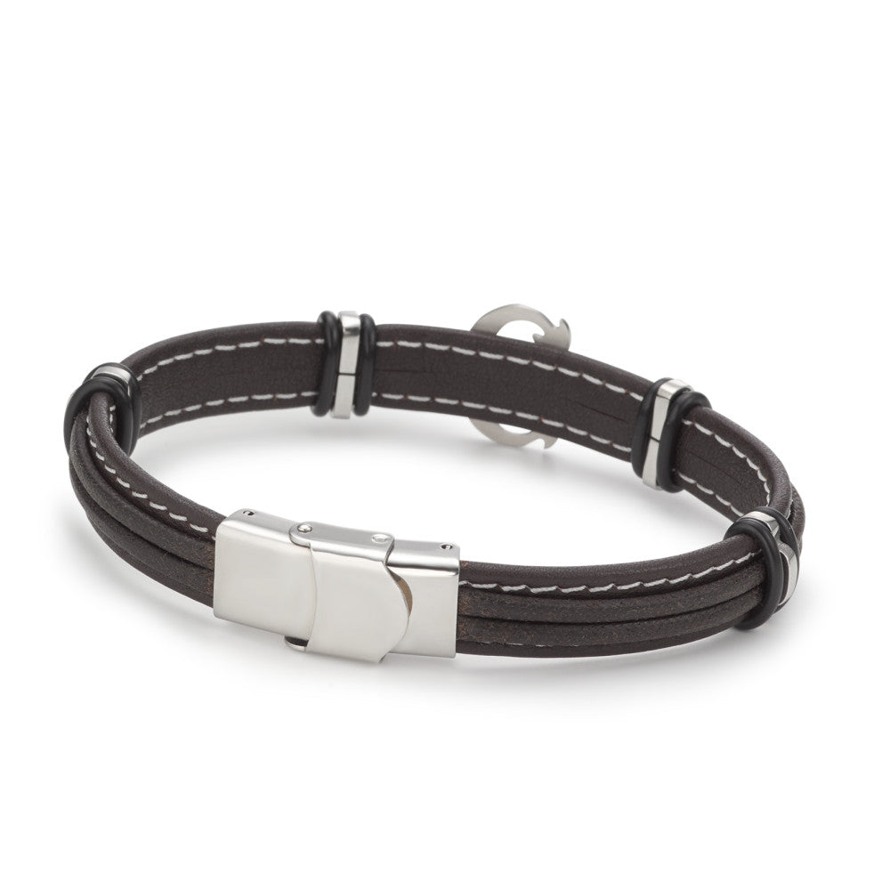 Bracelet Cuir, Acier inoxydable Ancre 20 cm