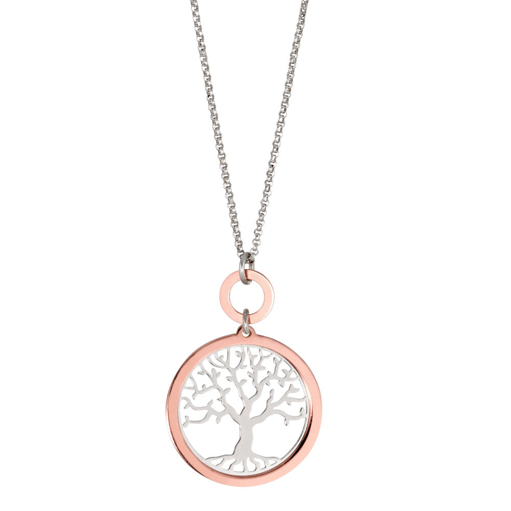 Chaînette avec pendentif Argent rosé Plaqué or Arbre de la vie 40-44 cm Ø20 mm