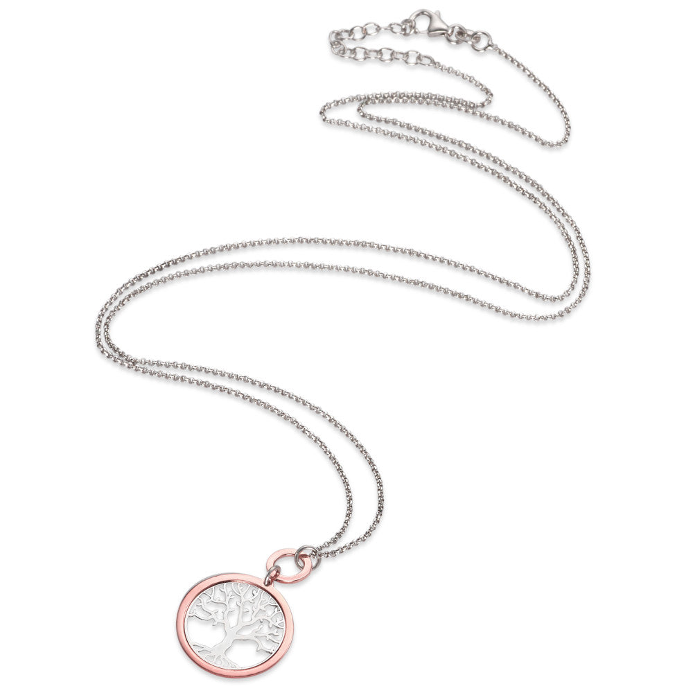 Chaînette avec pendentif Argent rosé Plaqué or Arbre de la vie 40-44 cm Ø20 mm