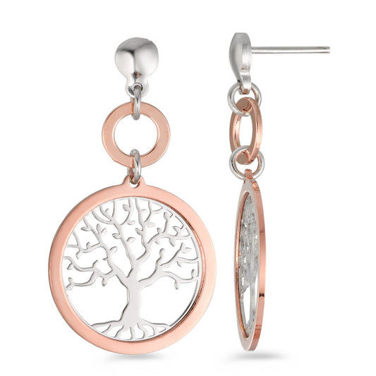 Pendant d'oreilles Argent rosé Plaqué or Arbre de la vie Ø20 mm