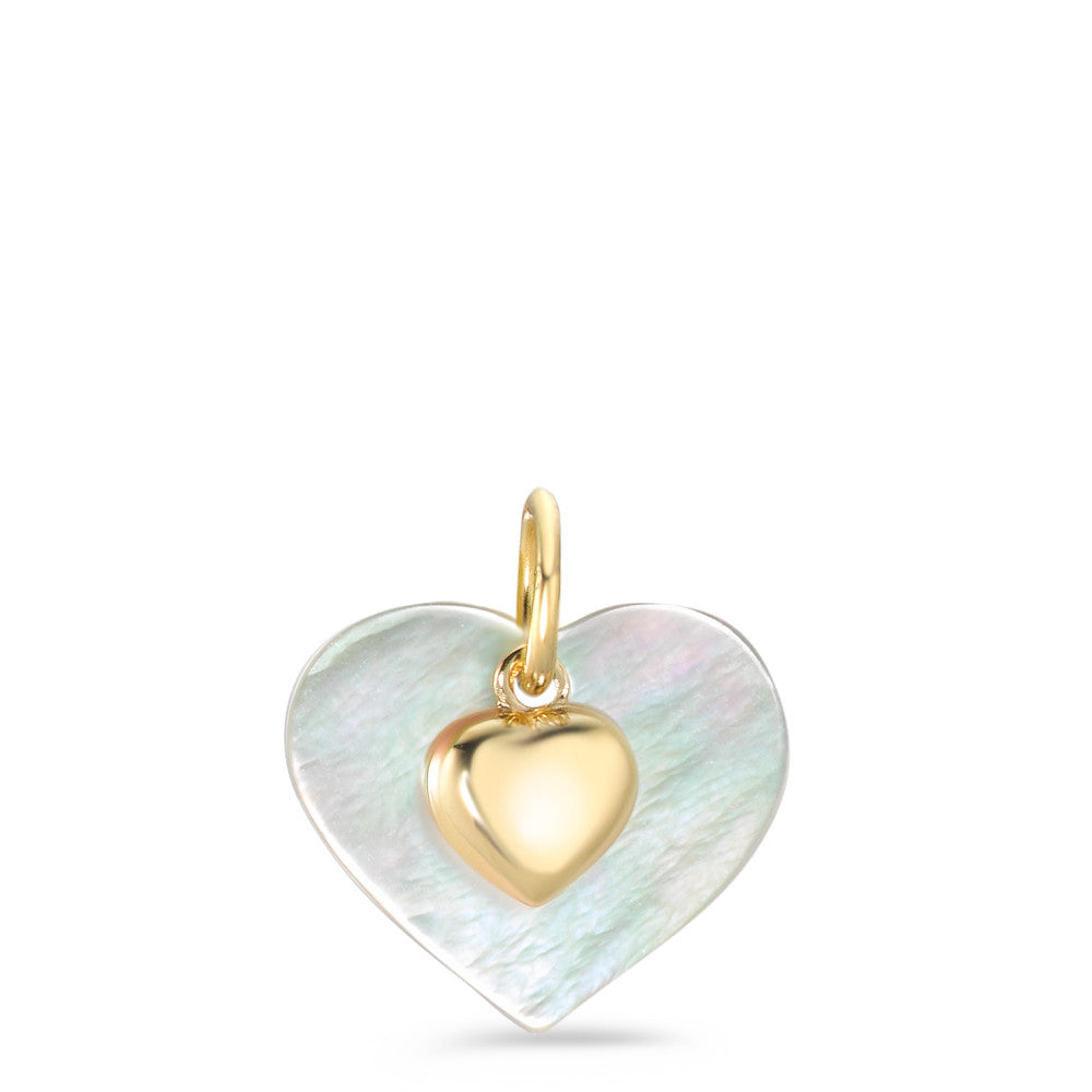 Pendentif Or jaune 9K nacre Coeur Ø13 mm