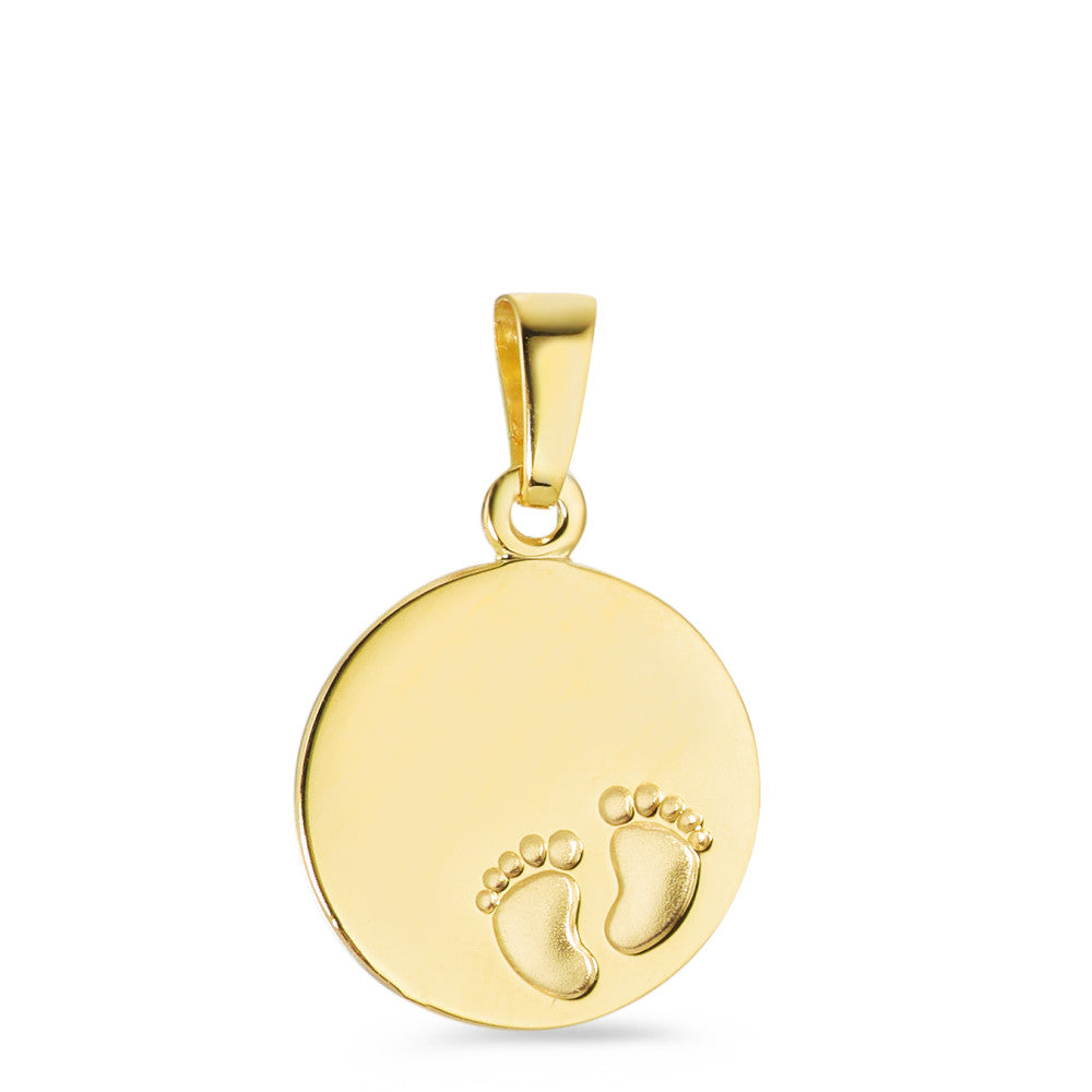 Pendentif avec gravure Or jaune 9K Pieds Ø12 mm