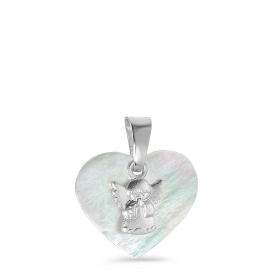 Pendentif Argent Rhodié nacre Ange gardien Ø13 mm