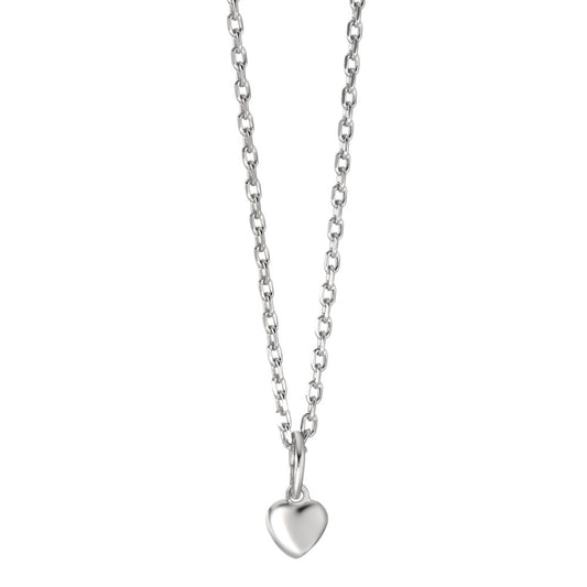 Chaînette avec pendentif Argent Rhodié Coeur 38-40 cm Ø5 mm