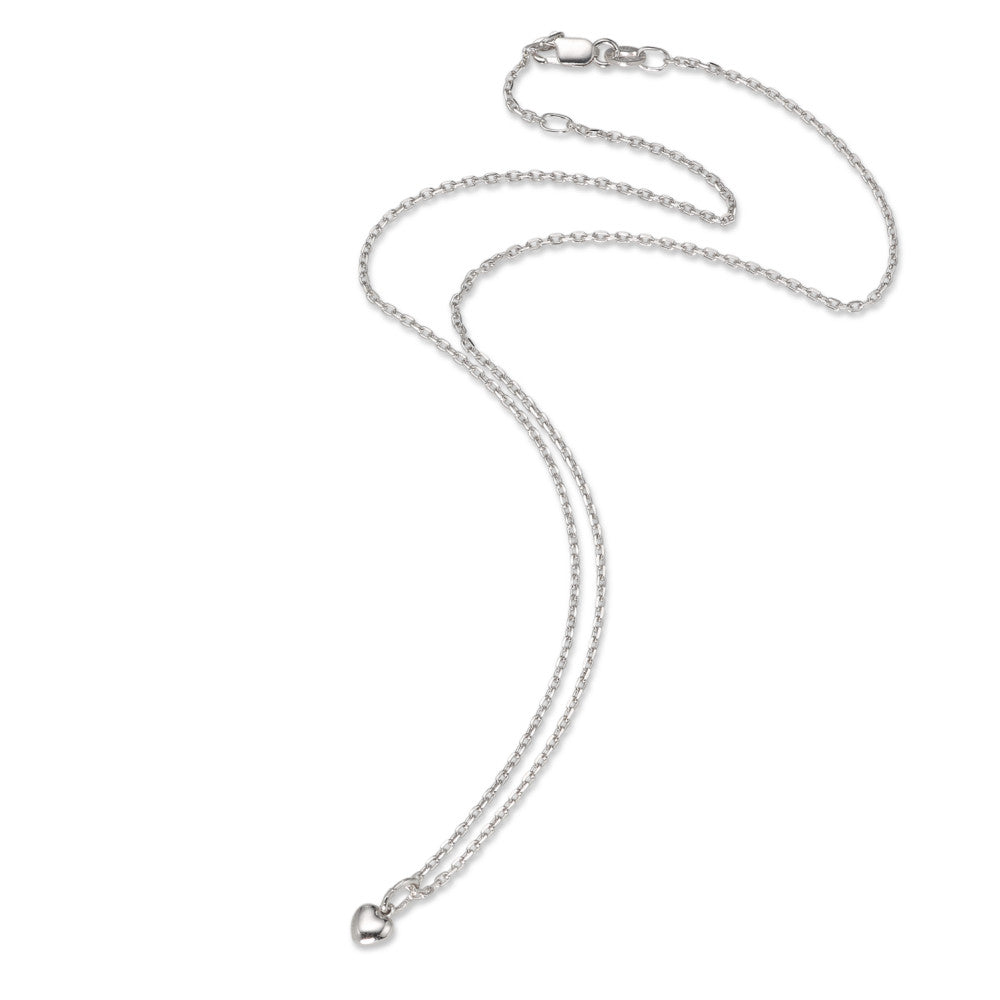 Chaînette avec pendentif Argent Rhodié Coeur 38-40 cm Ø5 mm