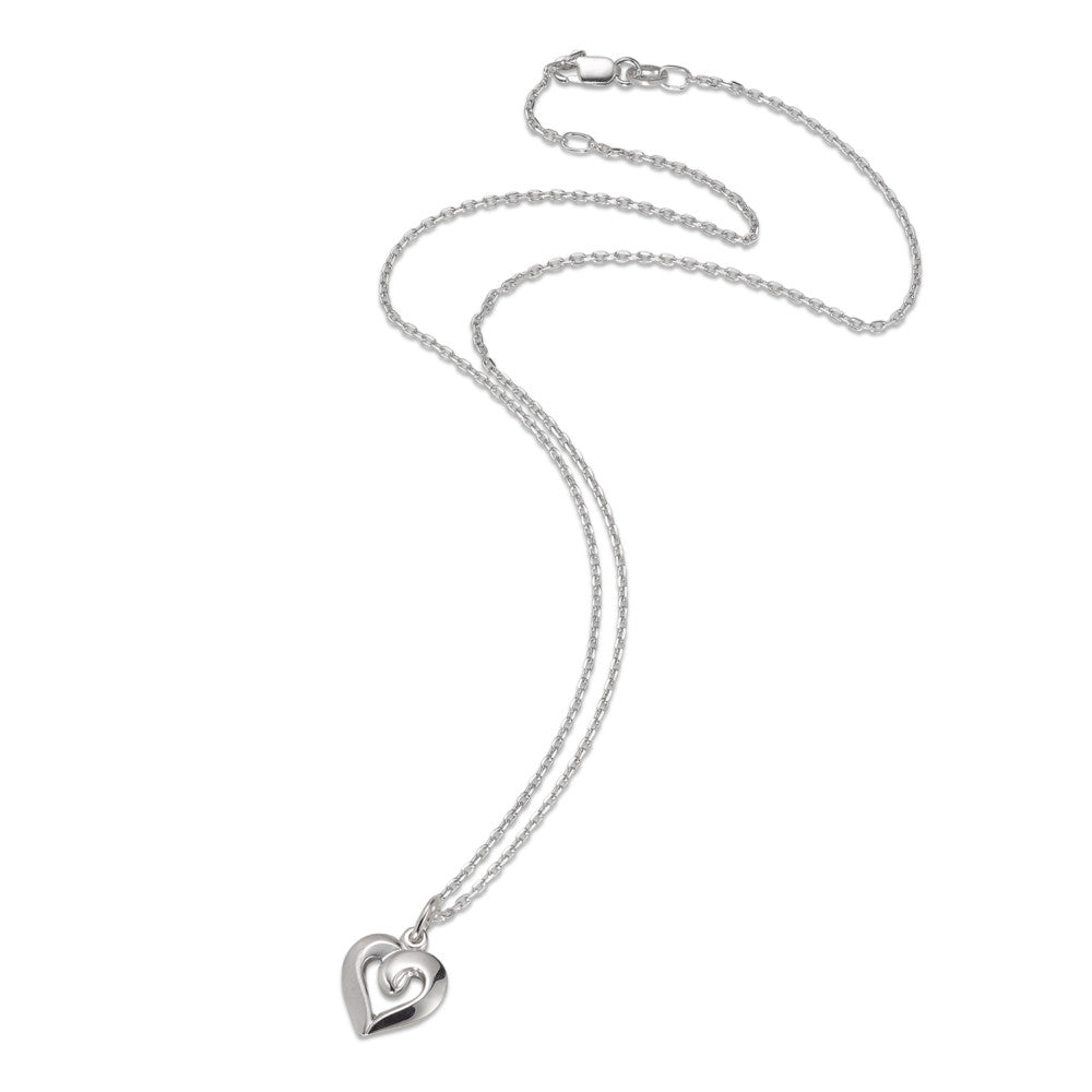 Chaînette avec pendentif Argent Rhodié Coeur 40-42 cm Ø11 mm