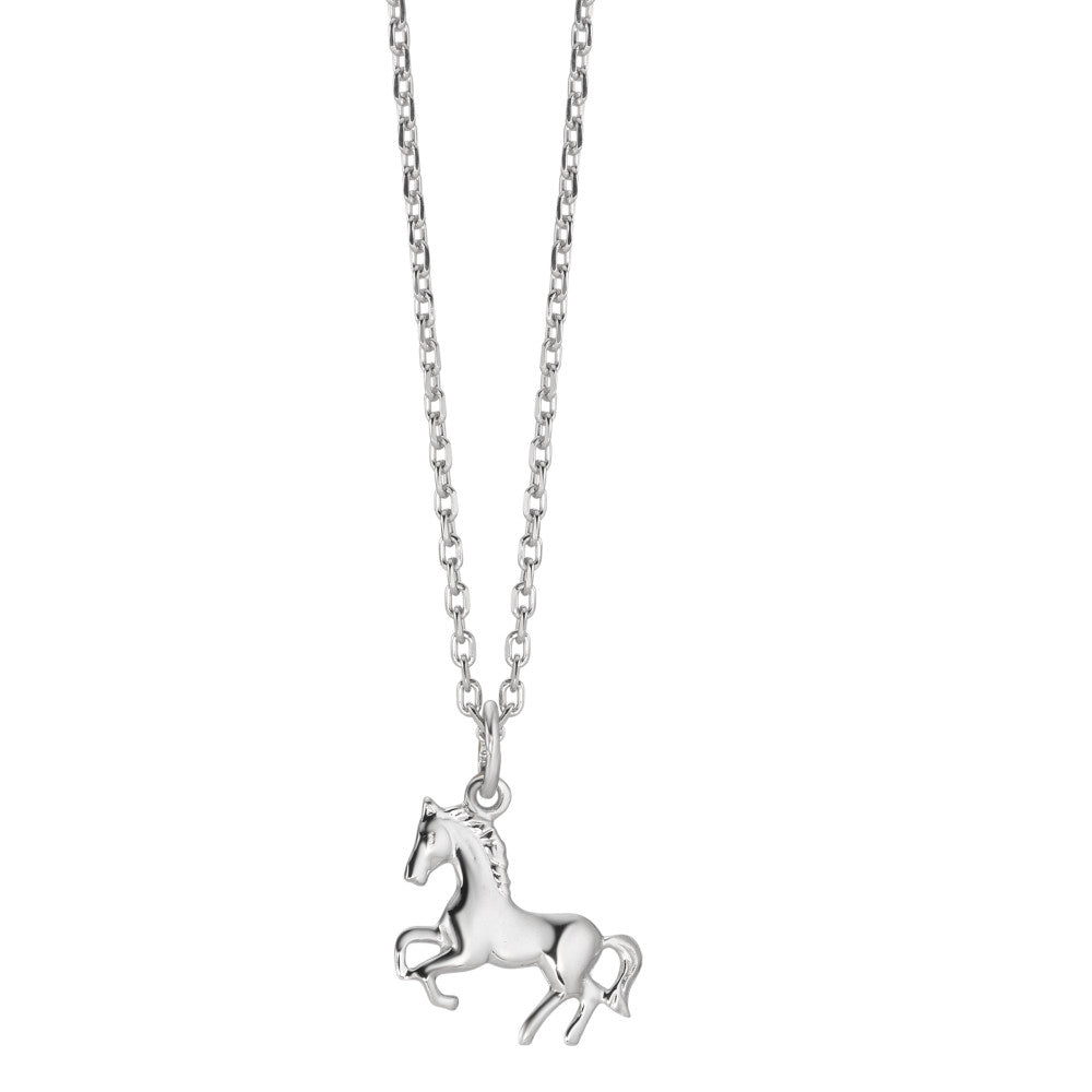 Chaînette avec pendentif Argent Rhodié Cheval 38-40 cm