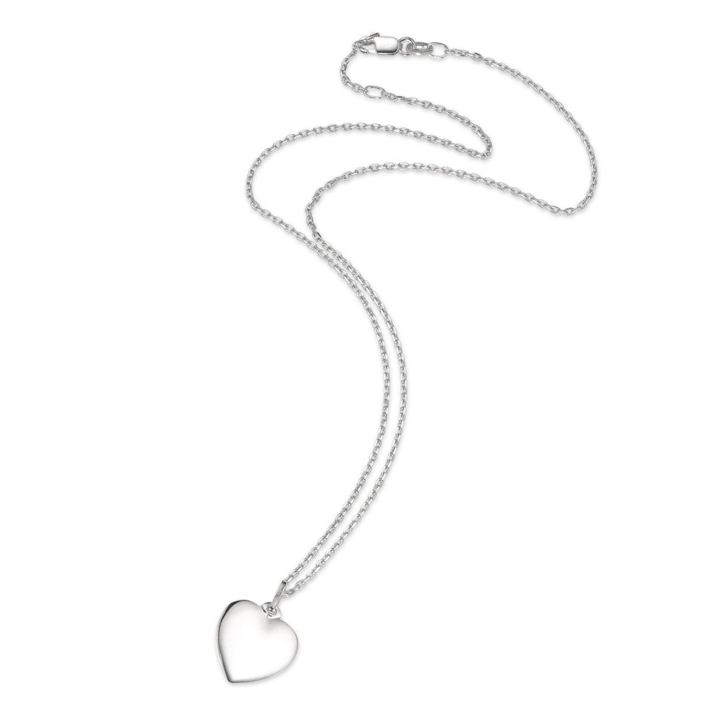 Chaînette avec pendentif Argent Rhodié Coeur 40-42 cm Ø12 mm