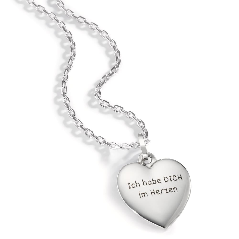 Chaînette avec pendentif Argent Rhodié Coeur 40-42 cm Ø12 mm