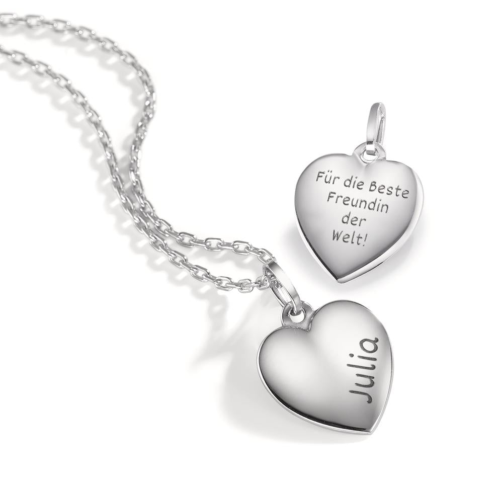 Chaînette avec pendentif Argent Rhodié Coeur 40-42 cm Ø12 mm