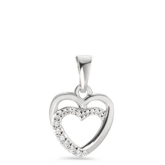 Pendentif Argent Zircone 6 Pierres Rhodié Coeur Ø10 mm