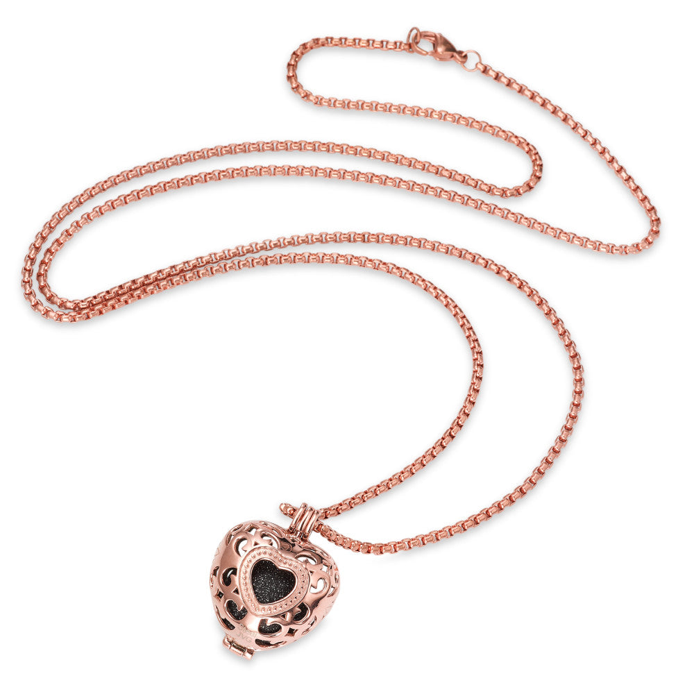 Chaînette avec pendentif Acier inoxydable rosé PVD Coeur 80 cm Ø24 mm