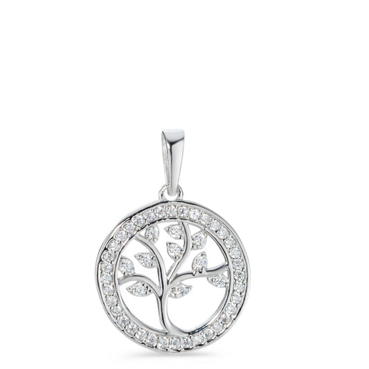 Pendentif Argent Zircone Rhodié Arbre de la vie Ø15 mm