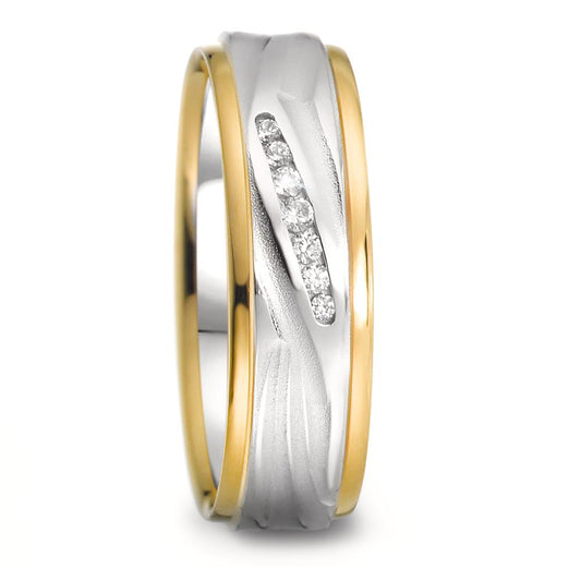 Alliance Or blanc 18K, Or jaune 18K Diamant 0.061 ct, 7 Pierres, w-si