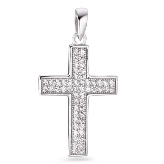 Pendentif Argent Zircone Rhodié Croix