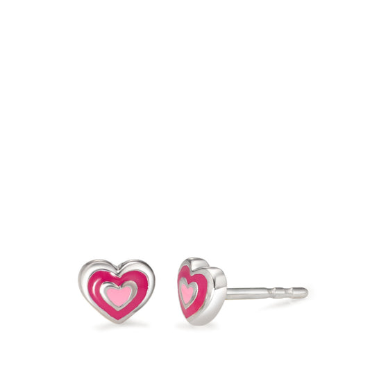 Clous d'oreilles Argent Rhodié Coeur Ø6 mm