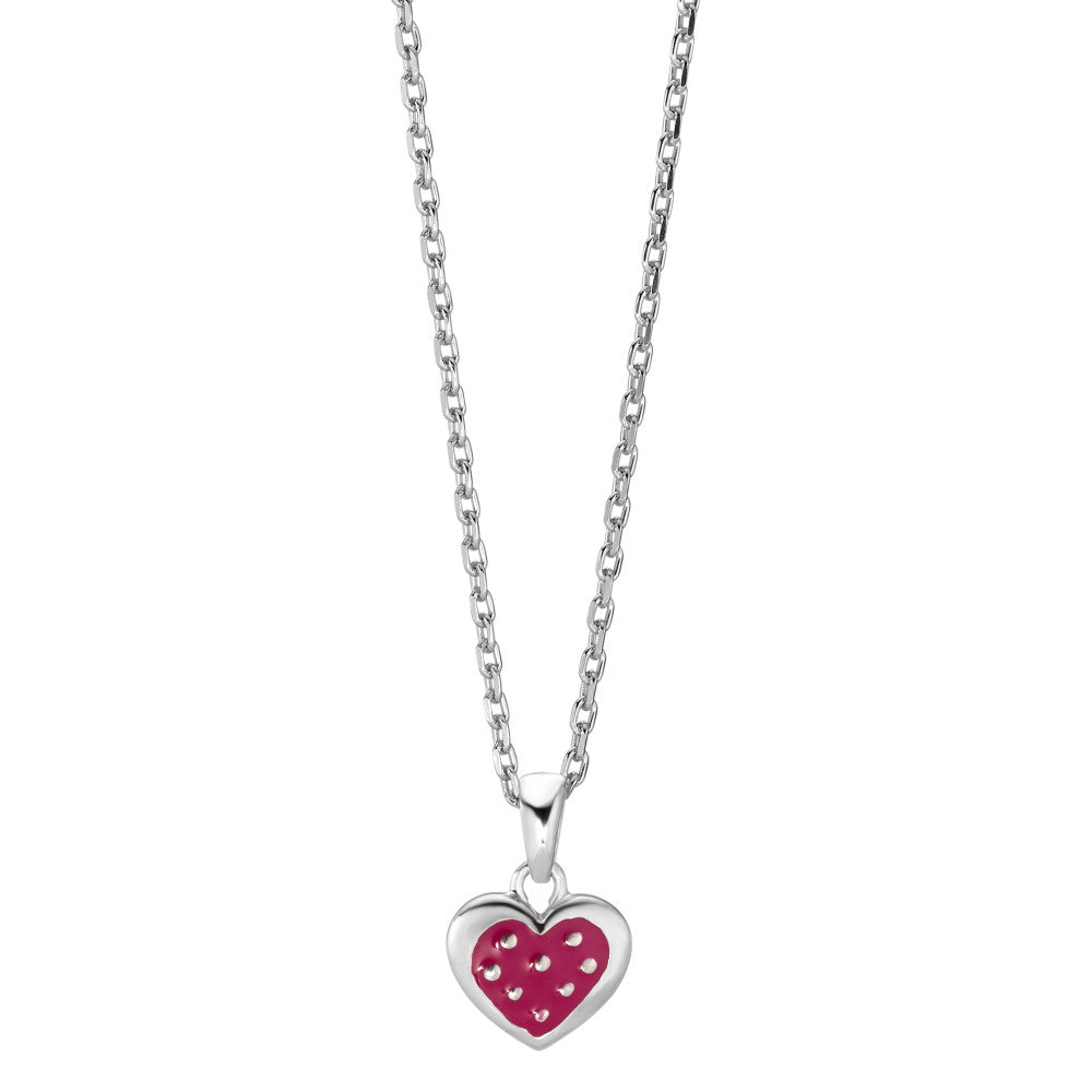 Chaînette avec pendentif Argent Rhodié Coeur 36-38 cm Ø9 mm