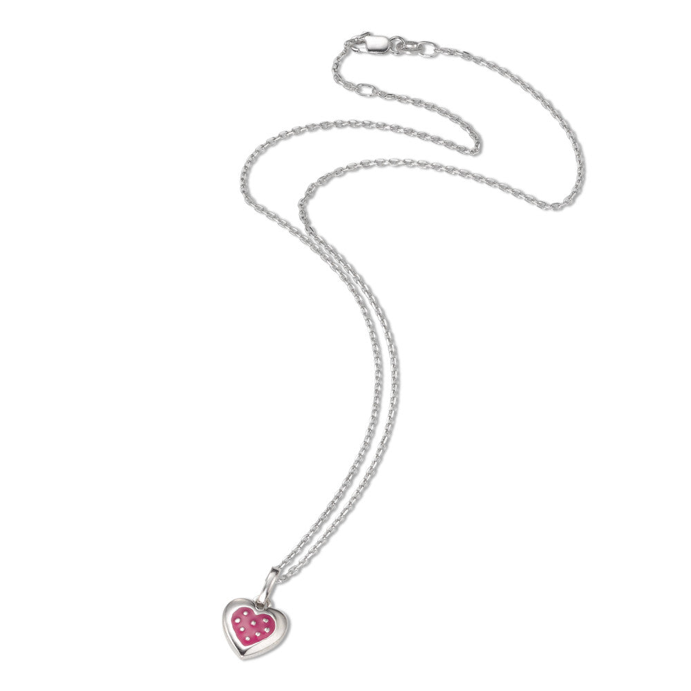 Chaînette avec pendentif Argent Rhodié Coeur 36-38 cm Ø9 mm